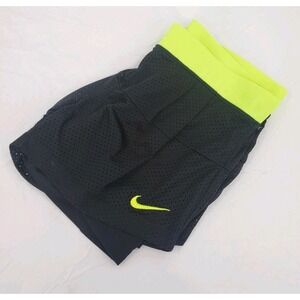 Nike Dri-Fit Double Layer Black & Yellow Running Shorts Women's Size Small Mesh